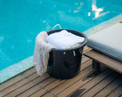 17 Gallon Heavy Duty Plastic Storage Bucket With Sturdy Rope Handle For Home Garden Garage Or Workshop Use by poolside