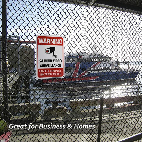 Private Property No Trespassing Sign 2 Pack For Outdoor Use With Video Surveillance Signs Aluminum 10x7 Inches on fence