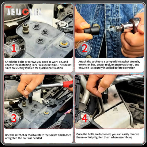 Heavy Duty One Half Drive Ep24 E Torx Plus Socket Six Point Female External Construction used with a ratchet to tighten bolts.