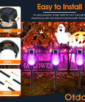 Purple Flame Solar Christmas Lights Outdoor 12 Pack with Dancing Torch Effect for yard pathway lawn patio garden party