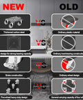 Comparison of Kick Ass Heavy Duty Furniture Movers And Sliders Kit with 5 wheel dollies vs ordinary dollies, highlighting steel vs plastic.