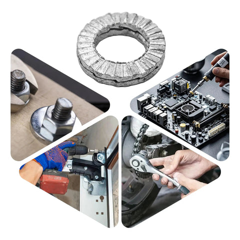 Heavy Duty M6 Wedge Lock Washers Set Premium Manganese Steel, 10 8mm x 6 5mm, for automotive and machinery applications.