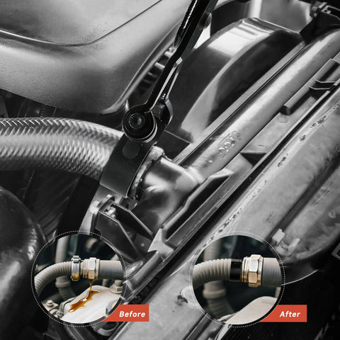 75 Piece Spring Hose Clamp Kit With Pliers fixing car radiator hose leak before and after