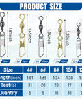 Heavy Duty Fishing Snap Swivels With Barrel Swivel And Safety Snap Lure Connector, 360 Degree Spin For No Twist, Stainless Steel Copper Build, Pro Grade Strength, Wear Resistant, Corrosion Resistant Gear For Freshwater And Saltwater, size chart