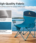Two Pack Folding Camp Chairs With Built In Four Can Cooler, Cup Holder, Storage Pocket, 250 Lb Capacity, Lightweight Collapsible Lawn Chairs For Camping, Beach, Picnic, Blue - high-quality fabric and design.