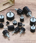 8 Pack Rubber Mounts For Vibration Damping Heavy Duty 30mm Diameter By 25mm Height Cylindrical Isolators With M8 By 23mm Studs For Air Compressors Cars Pumps Boats Motors Fitness Equipment And Garage Gear, black rubber mounts