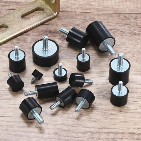 8 Pack Rubber Mounts For Vibration Damping Heavy Duty 30mm Diameter By 25mm Height Cylindrical Isolators With M8 By 23mm Studs For Air Compressors Cars Pumps Boats Motors Fitness Equipment And Garage Gear, black rubber mounts