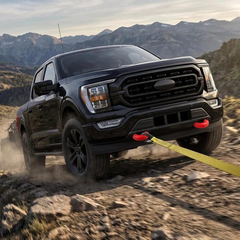 Ford F-150, Bronco And Toyota Tundra Tow Hook Covers Beefed-Up Silicone Exterior Protection Caps on a truck off-road