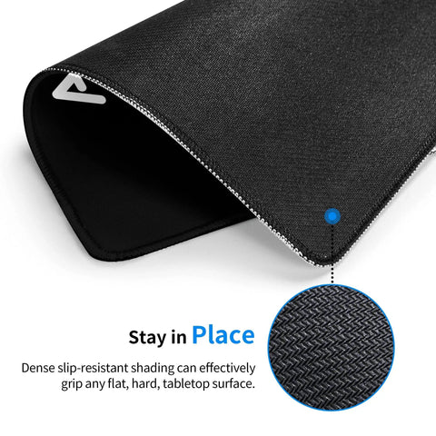 Close-up of Custom Photo Mouse Pad With Your Image And Text For Home Office Use, showing non-slip surface and anti fray stitch edge.