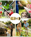 Brass Garden Hose Quick Connect Kit With Four Male And Four Female Connectors, Leak Resistant Quick Release for Outdoor Use