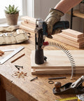 Heavy Duty Electric Drill Adapter For Automatic Chain Nailing Adjustable Screw Depth Woodworking Setup in use on a workbench.