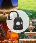 Dual Grounded Outdoor Timer Outlet With 24 Hour Mechanical Dial And Repeating On Off Schedule For Pool Pump And Outdoor Lights