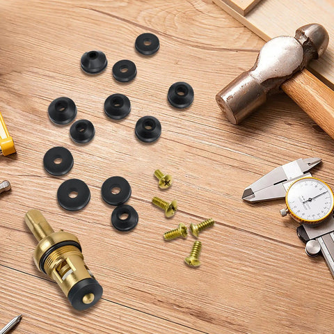 106 Piece Faucet Washer Kit With 10 Size Assortment Of Flat And Beveled Neoprene Washers And Brass Screws for outdoor faucet repair