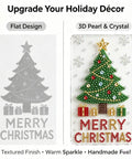 Create Your Own Stunning DIY Pearl Crystal Door Hanger Kit With Sparkling Diamond Accents For A Festive Tree Theme That Makes Any Doorknob Look Just Perfect For Holiday Seasons And Special Occasions Year Round. clear acrylic Christmas door hanger with 3D pearl crystal tree design