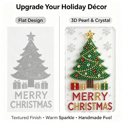 Create Your Own Stunning DIY Pearl Crystal Door Hanger Kit With Sparkling Diamond Accents For A Festive Tree Theme That Makes Any Doorknob Look Just Perfect For Holiday Seasons And Special Occasions Year Round. clear acrylic Christmas door hanger with 3D pearl crystal tree design