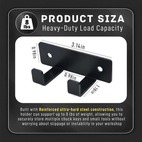 Hxszk magnetic chuck key holder, black steel with two hooks and mounting holes