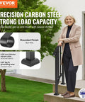 Heavy Carbon Steel Handrails For Outdoor Steps One Step Stair Rail Kit with ergonomic grip next to a woman in casual attire.