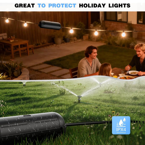 Three Pack Outdoor Extension Cord Safety Cover With Waterproof Seal And Weatherproof Electrical Box in garden setting