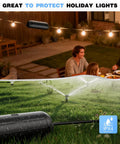 Nine Pack Outdoor Extension Cord Safety Covers IPX4 Waterproof Connection Protector in garden protecting holiday lights
