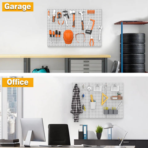 Heavy Duty Metal Pegboard Panels 12 By 24 Inches 3 Pack Grey Wall Mounted Tool Organizer Boards For Garage Workbench Office