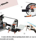Badass 72X2 Inch Belt Sander and Polisher Featuring Slick Variable Speed Dial for Swift Knife Sharpening Rust Removal Heavy Duty Industrial Grinder 220V with three grinding wheels shown.