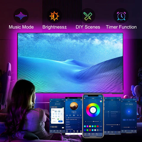 Super Cool Rgb Led Backlight Strip For Your Tv Syncs To Music With Bluetooth App And Remote 16 Million Colors setup