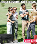 Group of golfers with Ultra Large Golf Trunk Organizer For Cars 2 Layer Water Resistant with Ventilated Shoe Compartment shown