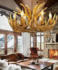 Rustic Deer Antler Chandelier 6 Light 3 Antlers Resin Pendant For Living Room Dining Bar Cafe Farmhouse Style Cozy Warm Glow