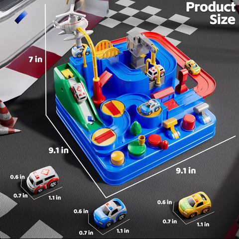 Epic Kids Car Race Track Set For Ages Three And Up With City Course Three Small Cars And Helicopter Size 9.1 x 9.1 x 7 in