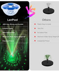 Comparison of floating pool fountain with LED underwater lights showing features vs others, highlighting strong ABS and high water spray.