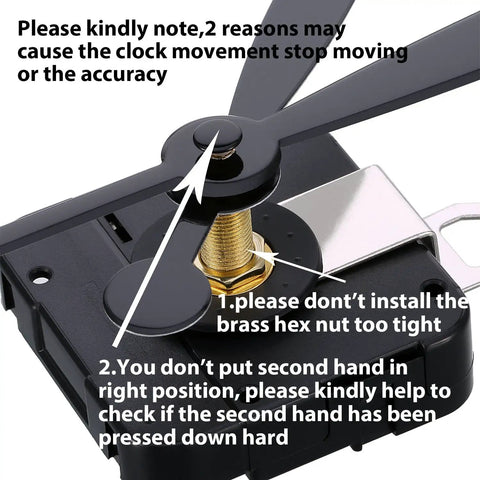 Quartz Clock Movement Replacement Kit With Long Hands And Spade Hanger 208mm 8.2 Inch For Thick Dials 4 To 8mm, High Torque Mechanism, Easy DIY Install, No Fuss Timekeeping Upgrade