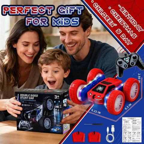 Family enjoying Remote Control Spider Car 4WD With 360 Degree Flips Double Sided Drift Monster Truck Style LED Lights