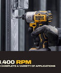 Cordless 20V Max Brushless Impact Driver delivers knockout 1825 inch pounds torque and blistering 3400 RPM in use.