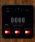 RV Tank Monitor Panel M23 Replacement For Fresh Water Gray And Black Tanks Panel Only 12V System Battery Voltage Readout mounted on wood wall