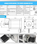 Hybrid stepper motor type 57HS76-300A408-D25-03, dimensions 57x57x76mm, suitable for precise CNC applications.