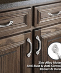12 Pcs 4 Inch Modern Silver Plum Blossom Box Pull Handles Zinc Alloy With Screws For Drawers Cabinets Wardrobes Hole To Hole 3.2 Inches Durable Hardware With Smooth Finish And Easy Mounting For Quick Home Upgrades installed on wooden cabinets