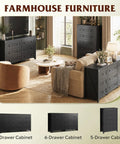Top Shelf 9 Drawer Farmhouse TV Stand With Badass Storage Space And Rustic Barn Accents Built For Chill Living Rooms Holds Big Screens Up To 70 Inches In Sleek Black in modern living room.