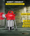 Automatic Power Drain Snake And Heavy Duty Pipe Dredge Machine With Rust Resistant Manganese Steel Coil, portable handle, iron shell, lightweight.