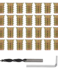 Go-To Wood Threaded Inserts Kit With Metal Nut Inserts 1/4-20x15 For Quick, Strong Furniture Repairs And DIY Woodworking Projects In Cabinets, Chairs, Tables, And Other Wood Pieces, with drill bit and hex wrench