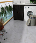 Laundry room with Grey Marble Peel And Stick Floor Tiles 32 Pack 12x12 Inches Waterproof Self Adhesive Vinyl Flooring
