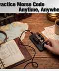 Kickstart Your Amateur Radio Journey With This Sweet Portable Morse Code Trainer Key Featuring Buzzer And Voice Prompts To Make Learning CW A Blast For Beginners Who Want To Master Manual Tapping Like Real Pro Radio Operator Today. portable Morse code trainer key on desk with hand using paddle