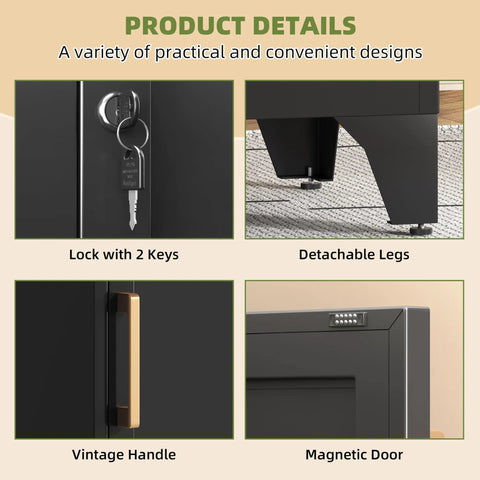 Tough As Nails Cold Rolled Steel Locker Nightstand With Secure Key Lock features two keys and detachable legs for easy storage.