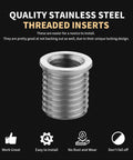Stainless steel threaded insert with hollow center and external threading (M6) front view