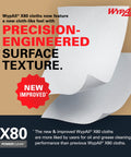 PowerClean X80 Cloths Heavy Duty Wipes Brag Box Blue 152 Sheets Per Box Extra Absorbent Wipes For Auto Shop Cleaning That Soak Up Water And Oil And Stand Up To Grime, showing precision-engineered texture and cloth-like feel.