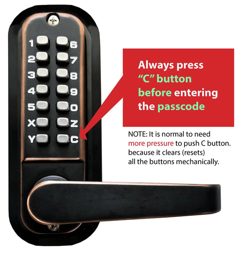 Mechanical Keyless Combination Lever Door Lock In Oil Rubbed Bronze No Battery No Power No Key Needed with keypad detail