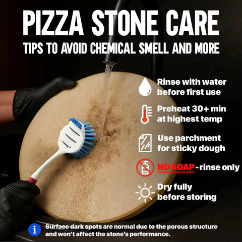 16 Inch Pizza Stone For Oven And Grill With Handles Round Five Eighth Inch Thick Cordierite Baking Stone with care tips