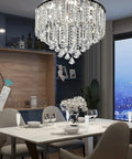 20 Inch Modern Crystal Ceiling Lamp Diamond Crystal Chandelier With Chrome Stainless Steel Finish in dining room