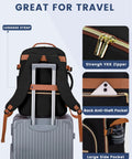 Rear view of 40L Go-To Travel Backpack For Women And Men, Airline Approved Carry-On showing luggage strap and anti-theft pocket.