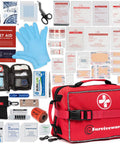 Surviveware 238-Piece first aid kit in a red carrying pouch
