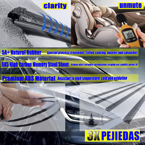 Heavy Duty Front And Rear Wiper Blades For 2002 Through 2006 Gmc Envoy 22 Inch Oem Fits Chevy Trailblazer Yukon Suburban with rubber and steel.